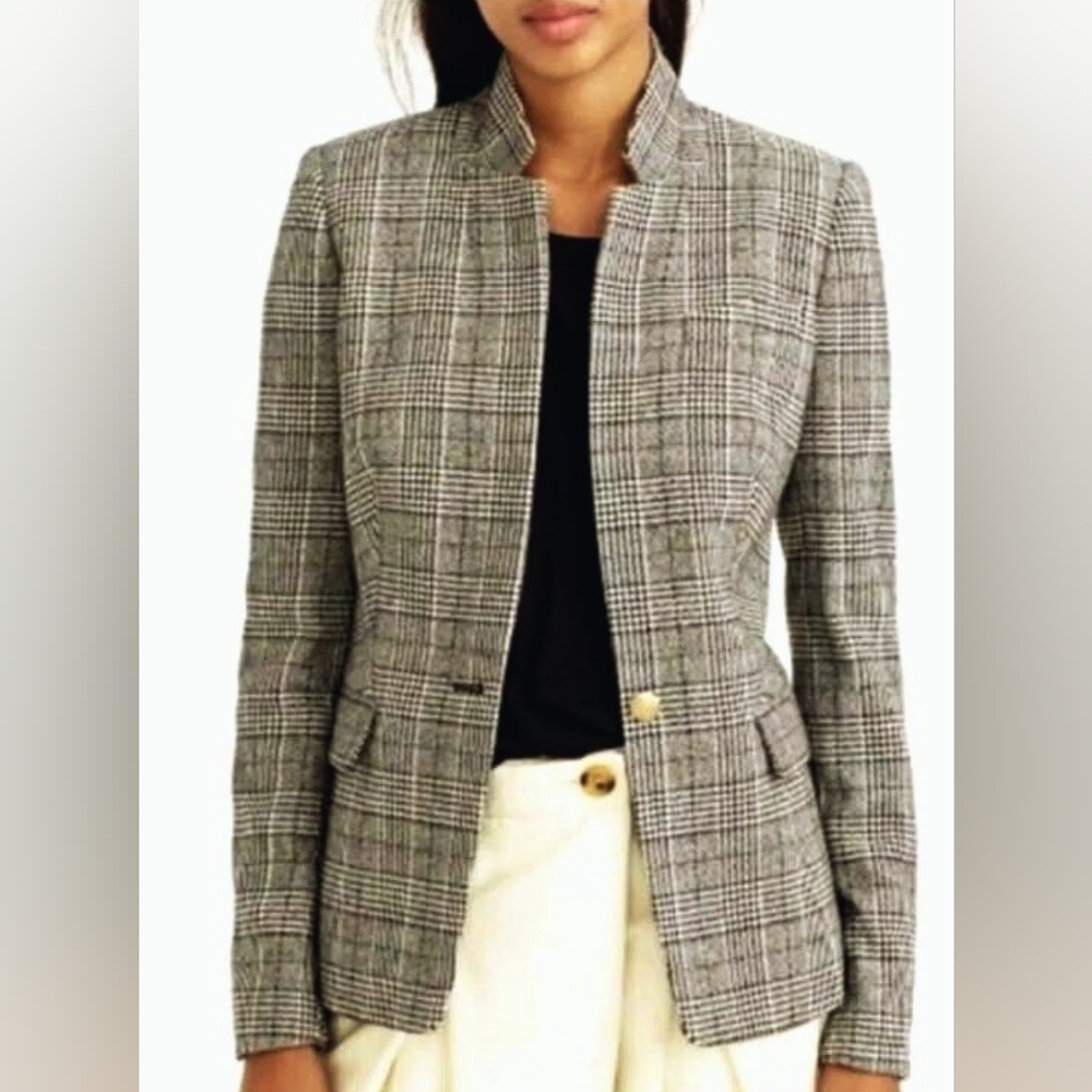 J. Crew Black & Grey Plaid Blazer